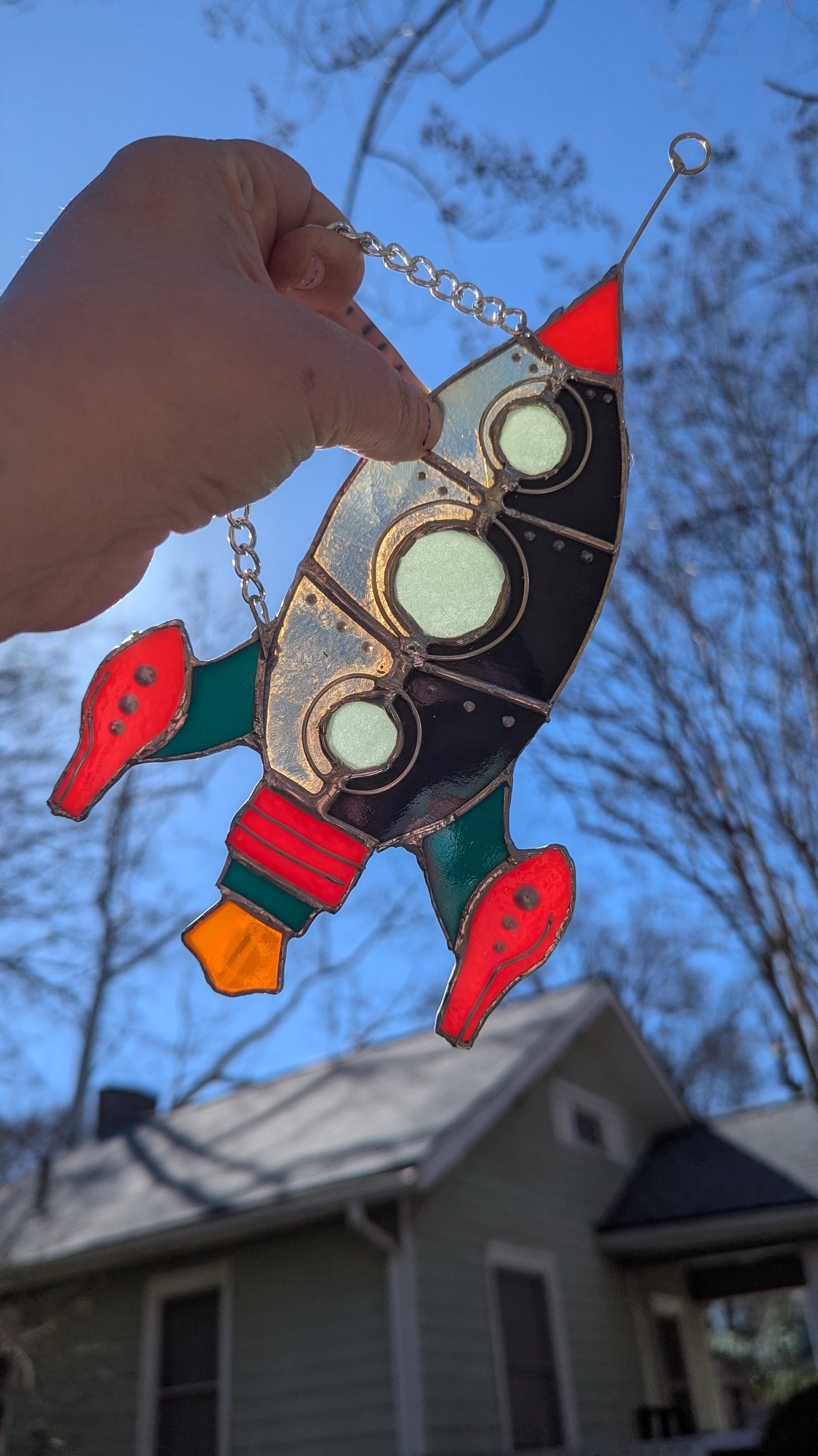 Atomic rocket stained glass
