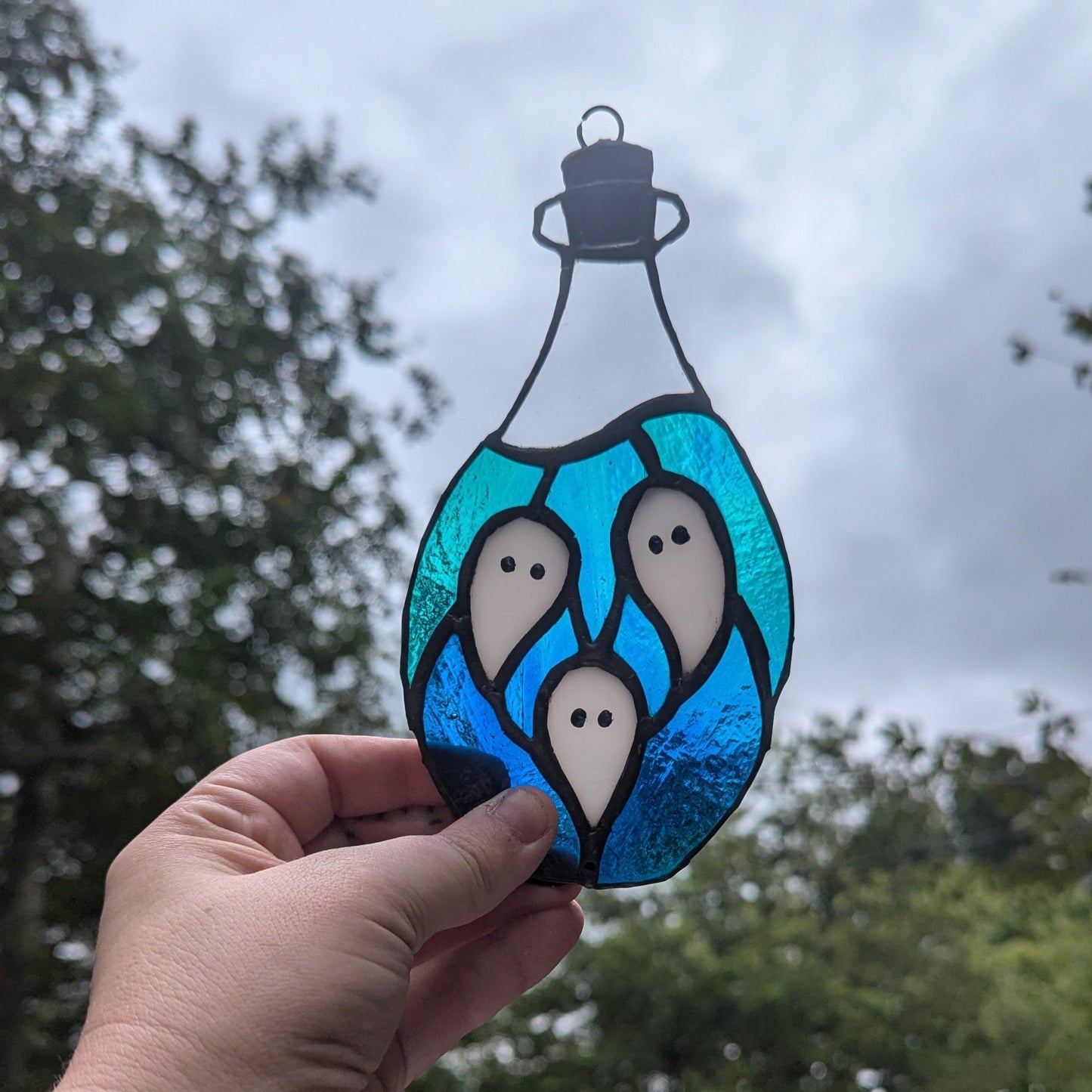 Ghosts in a Bottle Stained Glass