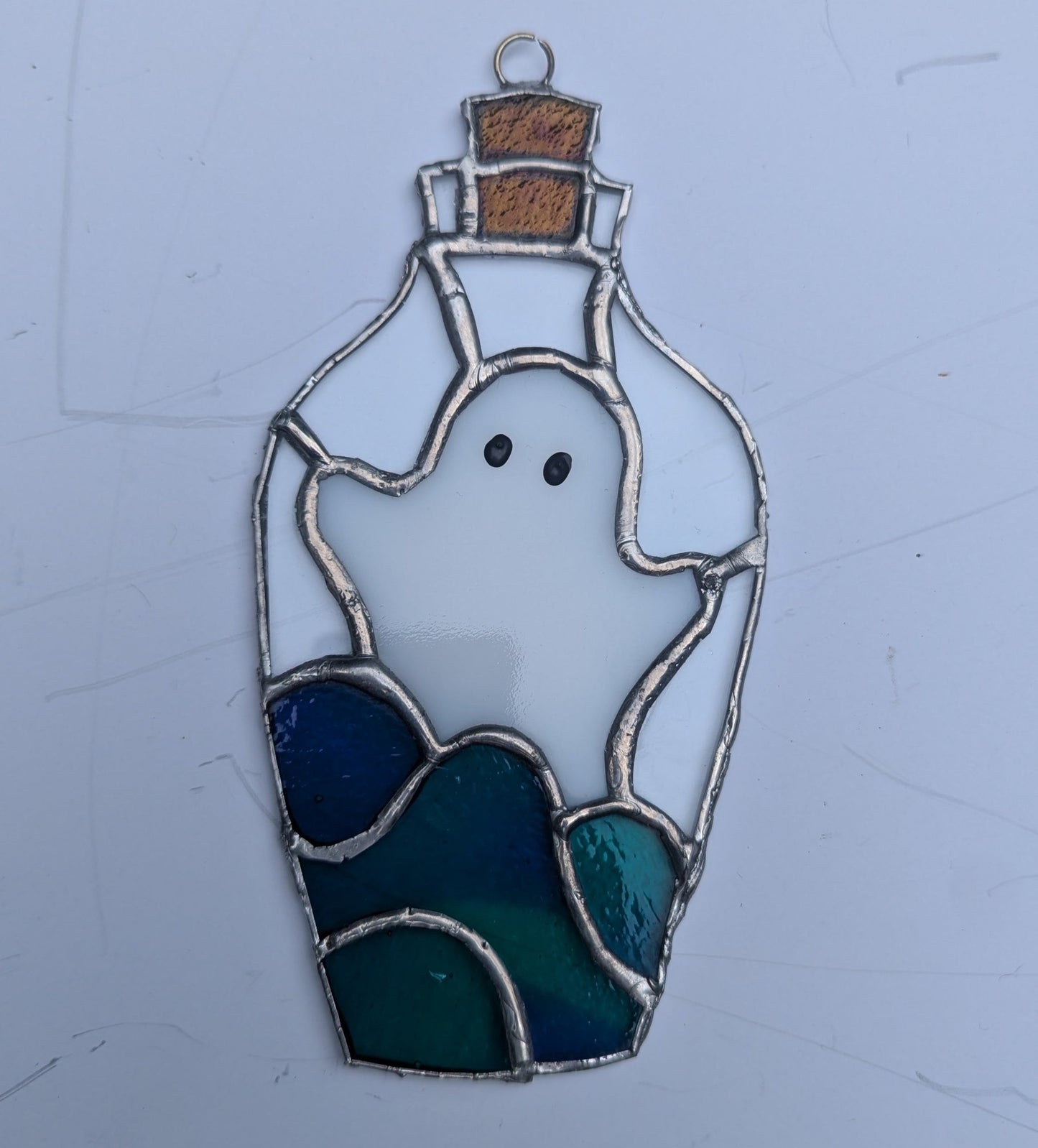 Ghost in a Bottle Stained Glass