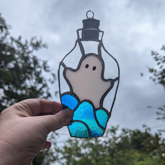 Ghost in a Bottle Stained Glass